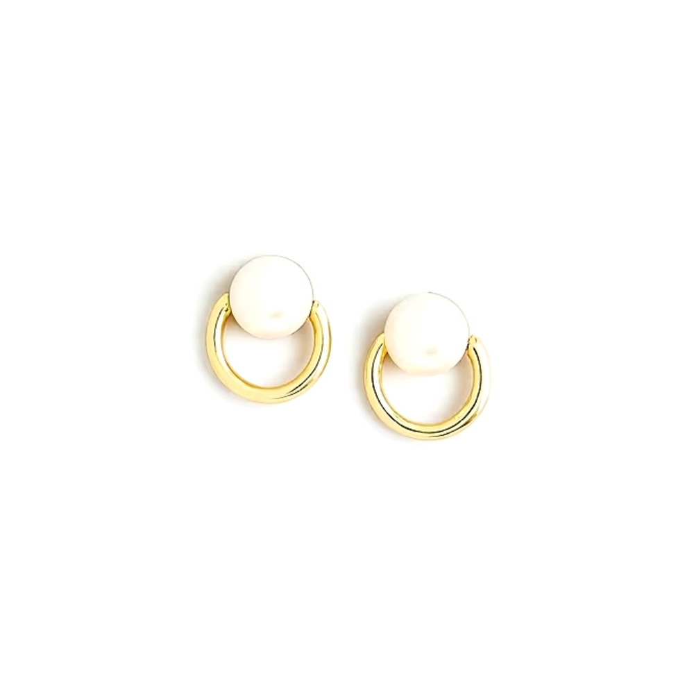 J.Crew pearl gold ring stud earrings, white/ gold